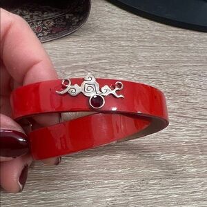 Handmade clouds shape Red Leather Wrap Bracelet with 925 Silver Accent